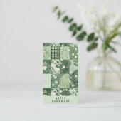Groene Quilt Patchwork Handgemaakte Kleding Visitekaartje (Staand voorkant)