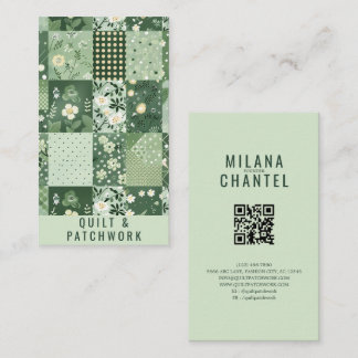 Groene Quilt Patchwork Handgemaakte Kleding Visitekaartje