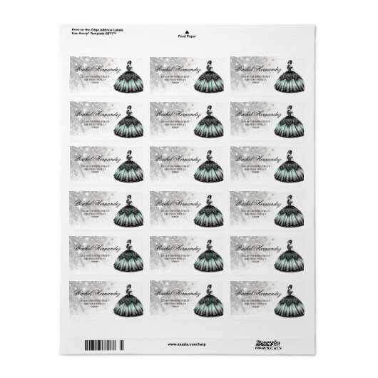 Groene Quinceañera Meisje Etiket (Full Sheet)