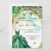 Groene Quinceañera pioenroos baljurk bloemen elega Kaart (Voorkant)