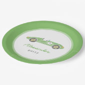 Groene race auto verjaardag papieren bordje (Gekanteld)