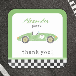 Groene race auto verjaardag vierkante sticker