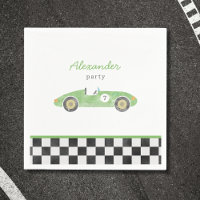 Groene race auto verjaardagsuitnodiging