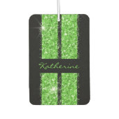 Groene Race Stripe Sparkle Glitter Personated Car Luchtverfrisser (Voorkant)