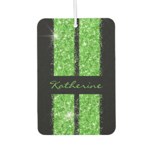 Groene Race Stripe Sparkle Glitter Personated Car Luchtverfrisser