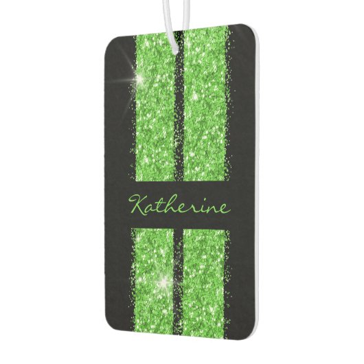 Groene Race Stripe Sparkle Glitter Personated Car Luchtverfrisser (Links)