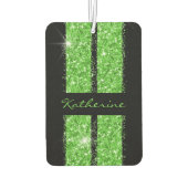 Groene Race Stripe Sparkle Glitter Personated Car Luchtverfrisser (Achterkant)