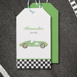 Groene raceauto cadeaulabel