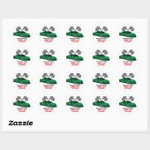 Groene raceauto voor kinderen: Birthday Party Ronde Sticker (Vel)