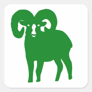 Groene Ram Silhouet Vierkante Sticker