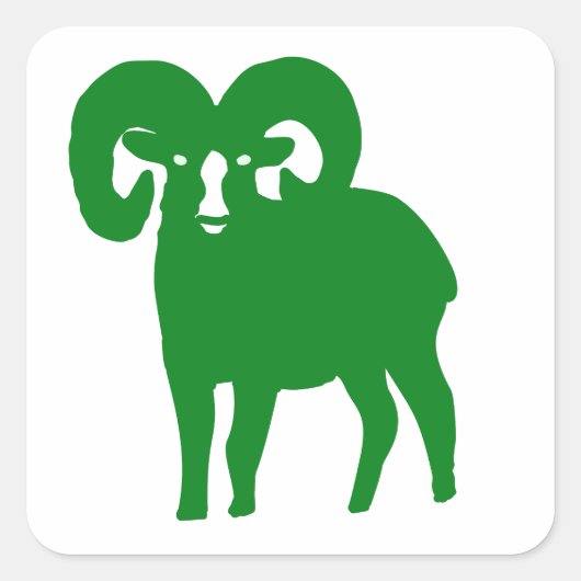 Groene Ram Silhouet Vierkante Sticker (Voorkant)