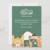 Groene Ramadan Iftar uitnodiging met Moskee, Koran (Achterkant)
