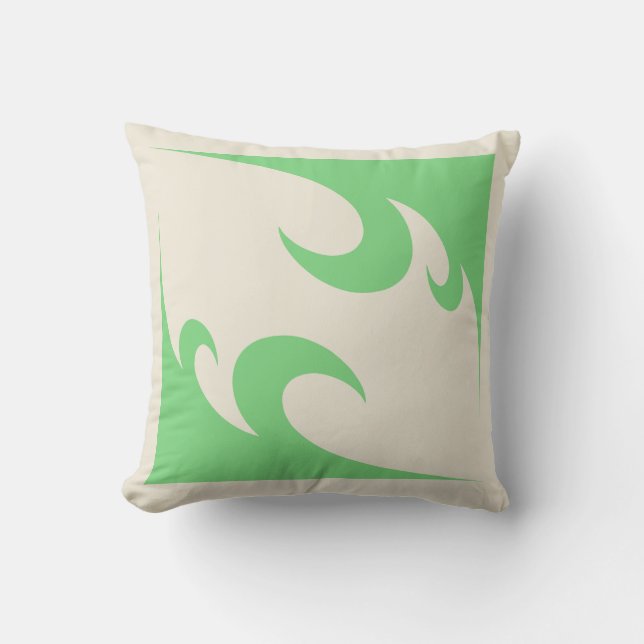 Groene rand vierkant kussen – Neutraal minimalisti (Voorkant)