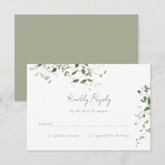 Groene Ranken  RSVP Kaartje (Voorkant / Achterkant)