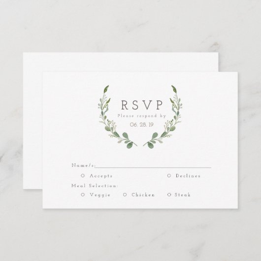 Groene Ranken Waterverf | RSVP (Voorkant / Achterkant)