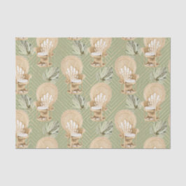 Groene Rattan Stoel en Palm Leaf Tissuepapier