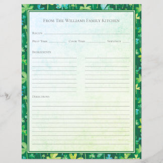 Groene receptenpapiervel met klavertjes van St. Pa