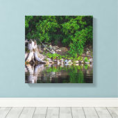 Groene reflecties canvas afdruk (Insitu (Houten vloer))