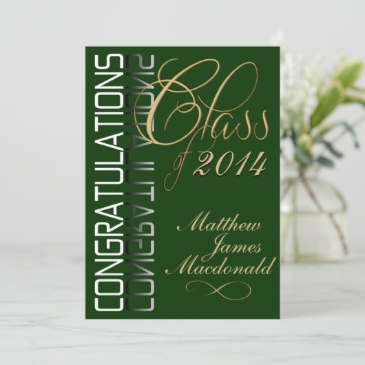 Groene Reflection Formele Graduation Partij Kaart (Staand voorkant)