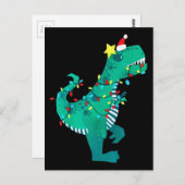 Groene Regenboog Dinosaurus Brul Kerst Winter Briefkaart (Voorkant / Achterkant)