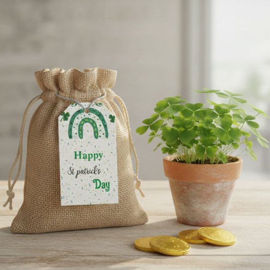 Groene regenboog Happy st patrick's dag Cadeaulabel