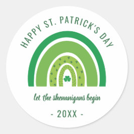 Groene Regenboog Ierse Klaver Gelukkige St. Patric Ronde Sticker