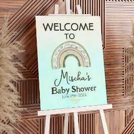 Groene Regenboog Jongen Baby shower Welkomstbord Poster