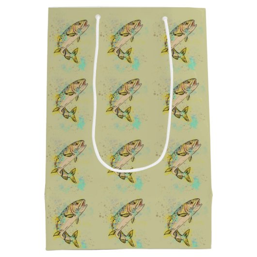 Groene regenboogforel Gift Bag Medium Cadeauzakje (Achterkant)