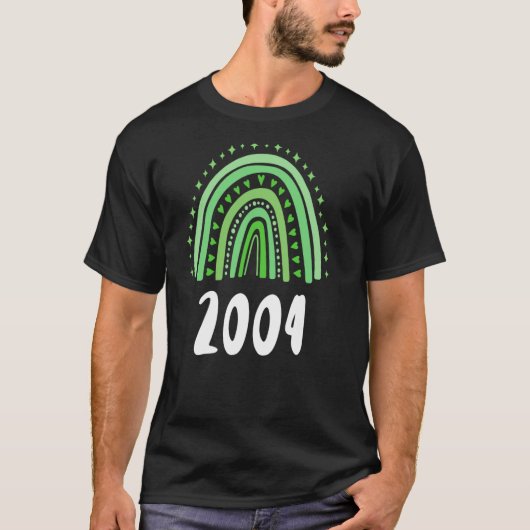 Groene regenboogjaar geboortedag 2004 t-shirt (Voorkant)