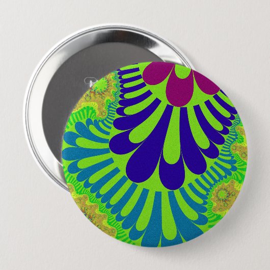 Groene regenbooglijn ronde button 4,0 cm (Voorkant /achterkant)