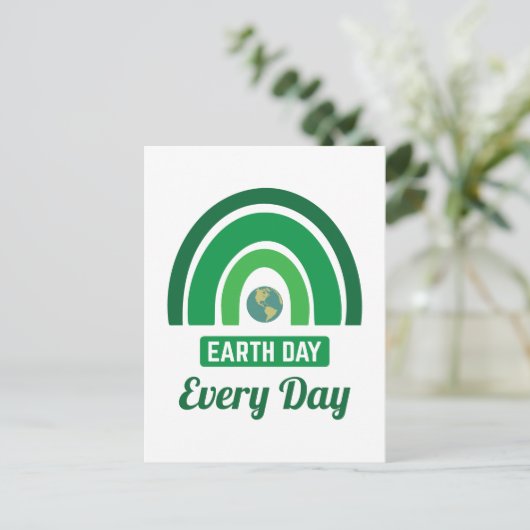 Groene regenboogmilieuactivistendag Aarde elke dag Briefkaart (Staand voorkant)