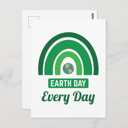 Groene regenboogmilieuactivistendag Aarde elke dag Briefkaart (Voorkant / Achterkant)