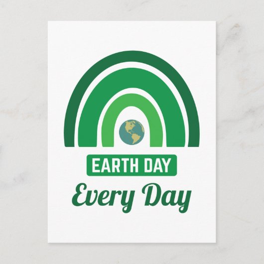 Groene regenboogmilieuactivistendag Aarde elke dag Briefkaart (Voorkant)