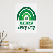 Groene regenboogmilieuactivistendag Aarde elke dag Poster (Keuken)