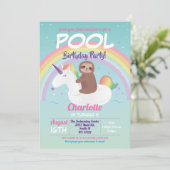 Groene regenboogpool Birthday Unicorn Float Kaart (Staand voorkant)