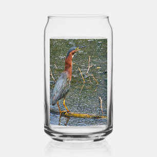 Groene reiger blikvorm glas