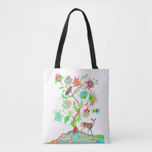 Groene reiger en herten tote bag