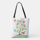 Groene reiger en herten tote bag (Achterkant)