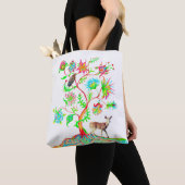Groene reiger en herten tote bag (Dichtbij)
