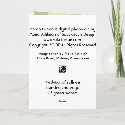 Groene reiger kaart (Achterkant)