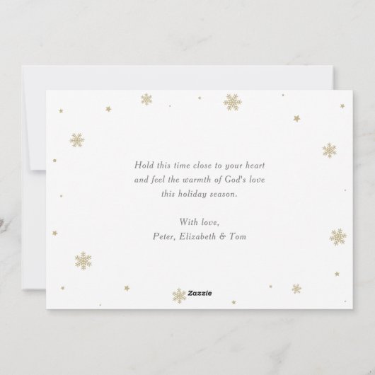 Groene Religieuze Holly-foto kerstzegeningen Feestdagenkaart (Achterkant)