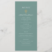 Groene religieuze kruis jongen eerste communie menu (Voorkant)