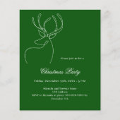 Groene rendier-doodle kerstfeest uitnodiging (Voorkant)