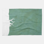 Groene rendier familie herten sneeuw kerstsalie theedoek (Horizontaal)