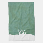 Groene rendier familie herten sneeuw kerstsalie theedoek (Verticaal)