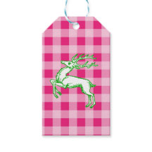 Groene rendier roze gingham