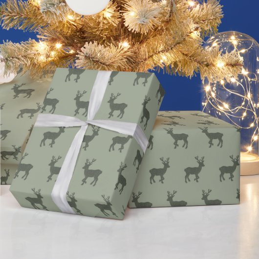 Groene rendier winter modern minimalistisch kerstf cadeaupapier (Feestdagen)