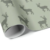 Groene rendier winter modern minimalistisch kerstf cadeaupapier (Rol Hoek)