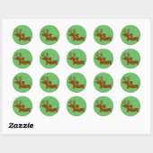 Groene rendieren Dachshund vakantie envelop afdich Ronde Sticker (Vel)