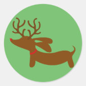 Groene rendieren Dachshund vakantie envelop afdich Ronde Sticker (Voorkant)